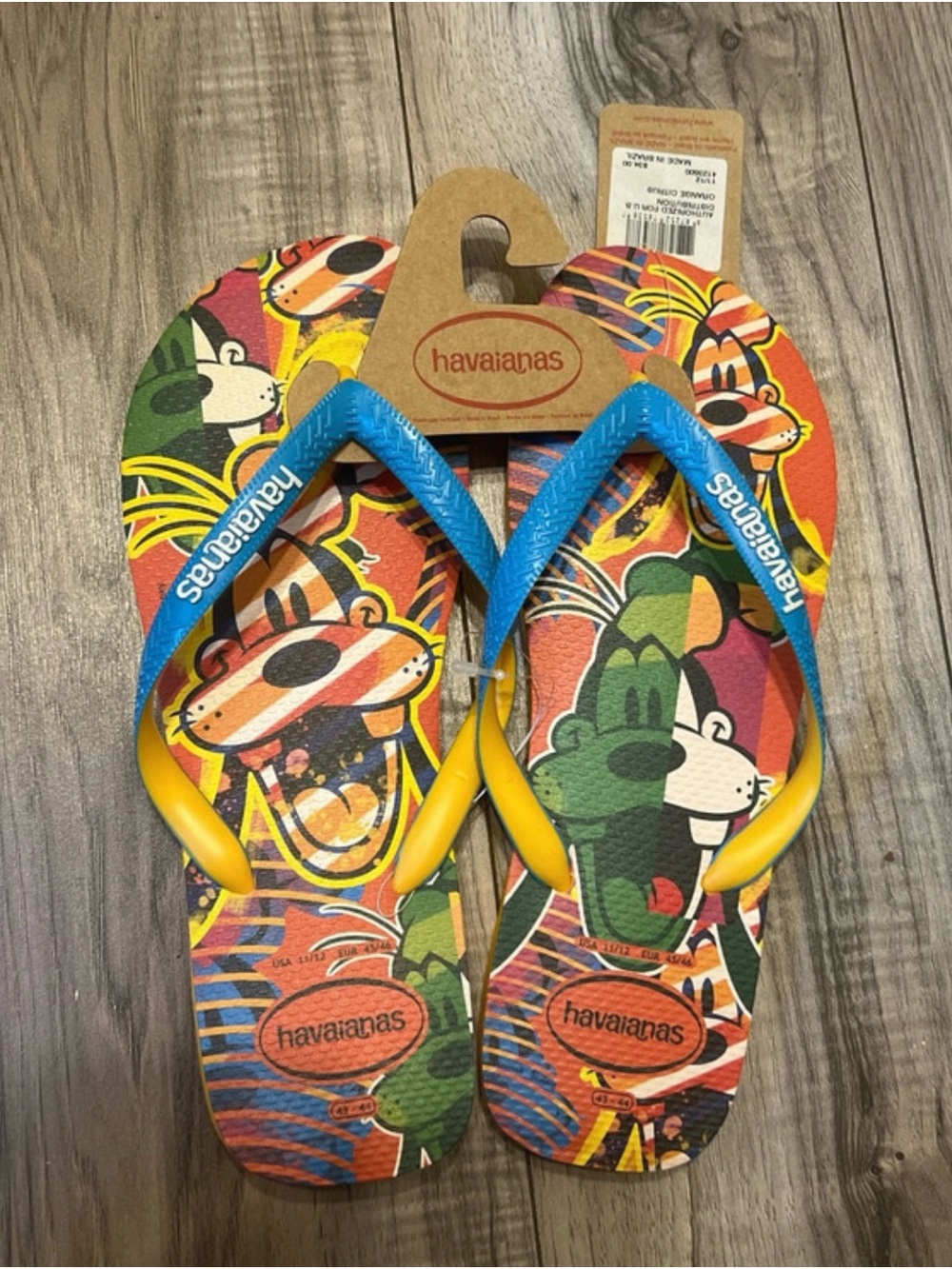Havaianas Multi-Color Cartoon Flip Flops with Blue and Yellow Straps